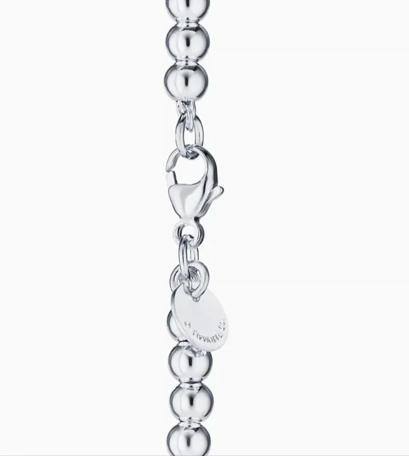 TIFFANY Pink Heart Tag Bead Bracelet in Silver, 4mm 💗 - Picture 5 of 15